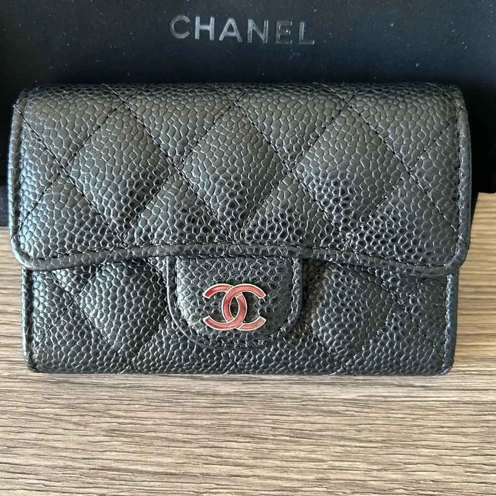 🔥 CHANEL Classic Flap Card Holder Black Caviar Leather Silver Metal‼️SOLD OUT‼️ - Picture 6 of 16